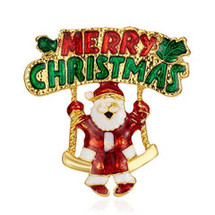 Rhinestone Crystal Christmas Enamel Brooch Pin