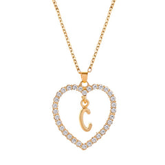 Letter Heart Pendant Initials Necklace