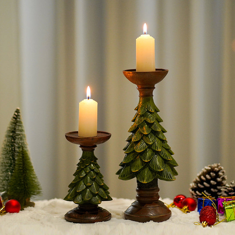 Wooden Christmas Tree Candle Holder