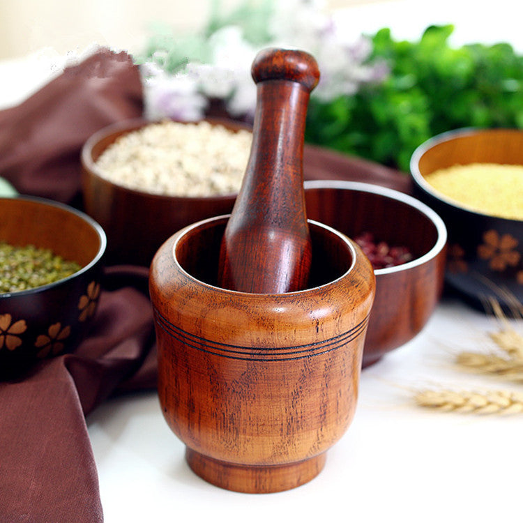Household Kitchen Wood Tamping Meshed Garlic Device