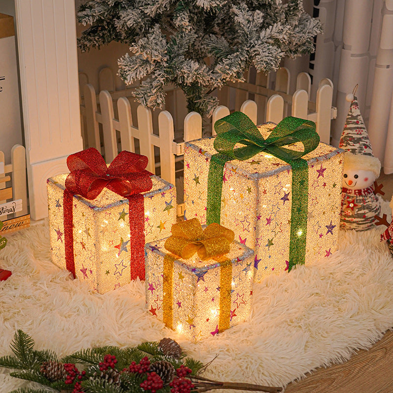 Lighted Up Outdoor Christmas Gift Box