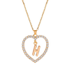 Letter Heart Pendant Initials Necklace