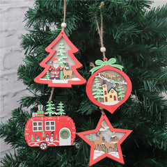 Christmas Hollow Wooden Pendant