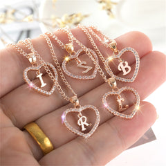 Letter Heart Pendant Initials Necklace