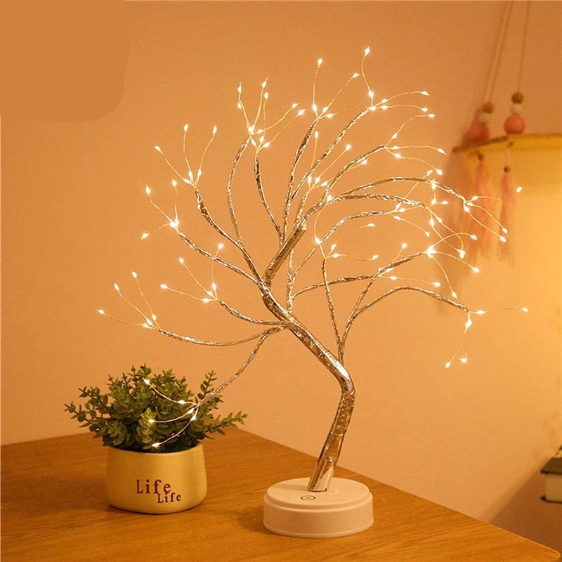 Copper Wire Christmas Tree LED Lamp