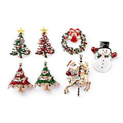 Rhinestone Crystal Christmas Enamel Brooch Pin